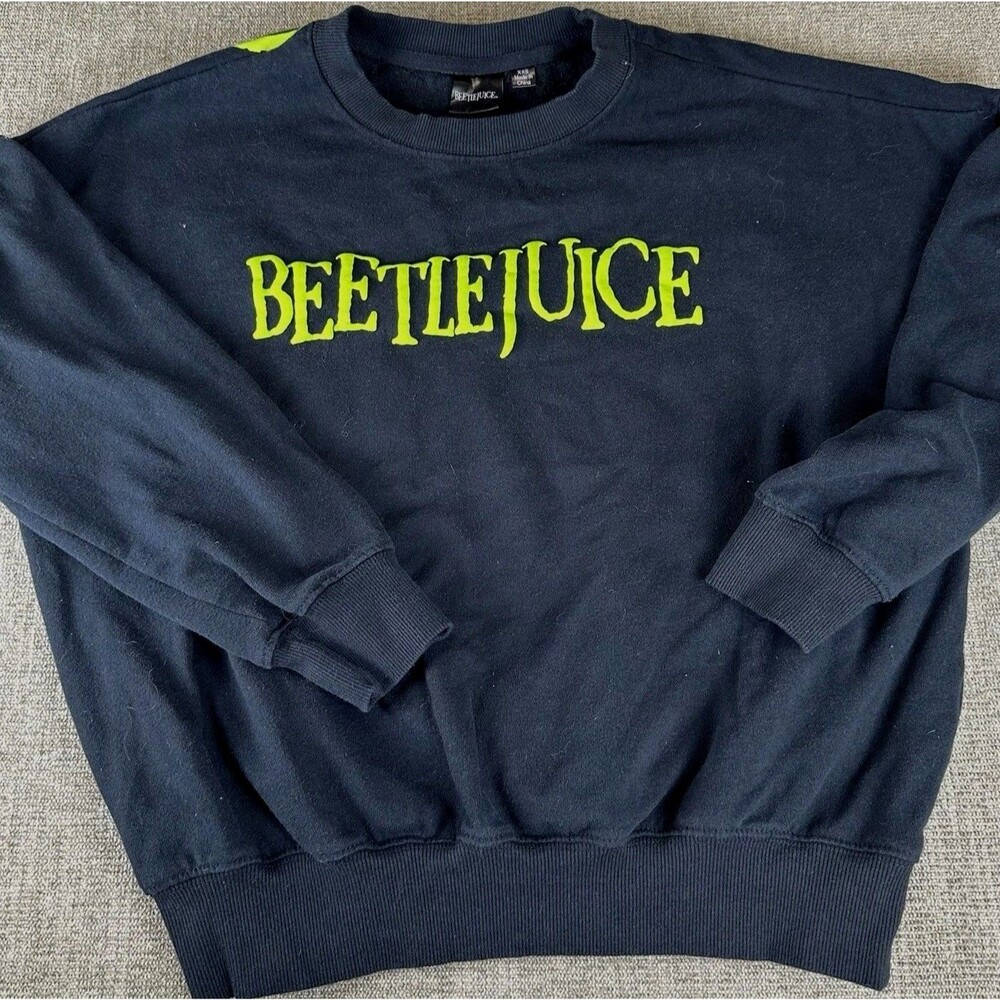 Beetlejuice Unisex Black Graphic Sweatshirt  XXS Sweater Spooky Halloween Fall